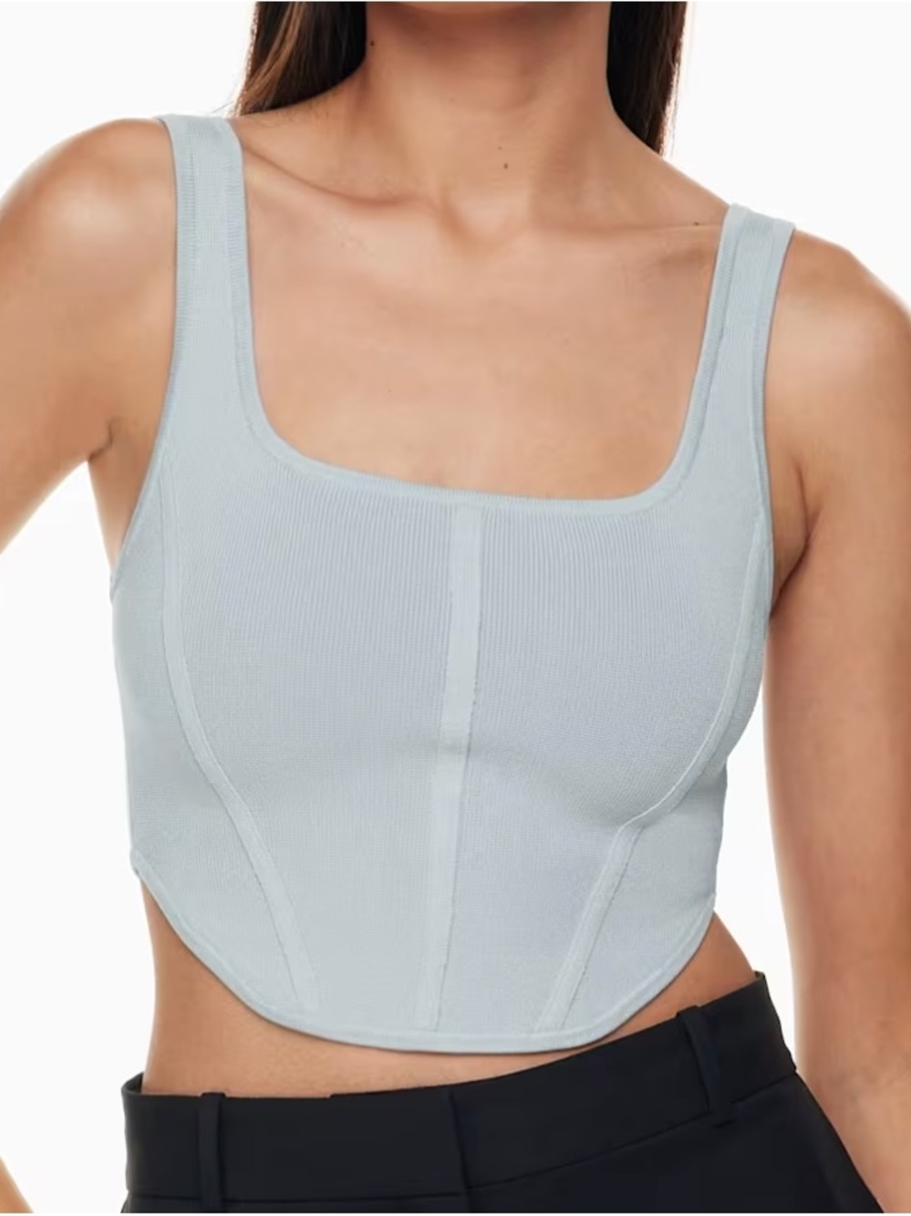 aritzia babaton sculpt knit bustier tank top in pale blue